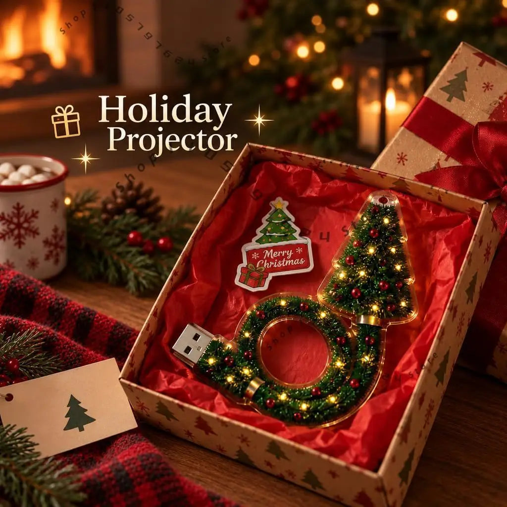 2026 New Christmas USB Projector Light,Plug And Play Indoor Holiday Projection Lamp For Wall And Ceiling with 6 Festive Scenes